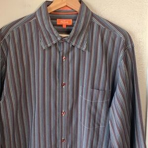 FACONNABLE Striped Long Sleeve Button Down Shirt